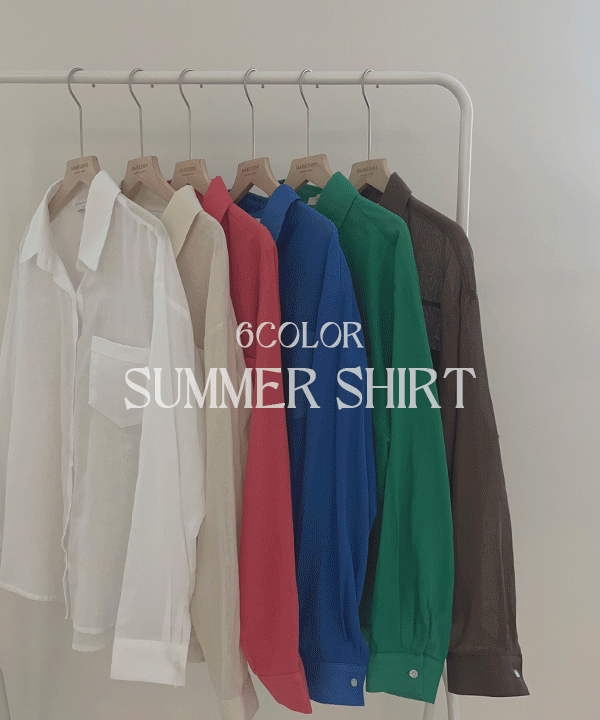 #10572, 봄여름 루즈핏 시스루 언발 포켓 썸머 긴팔 셔츠nb : 6color